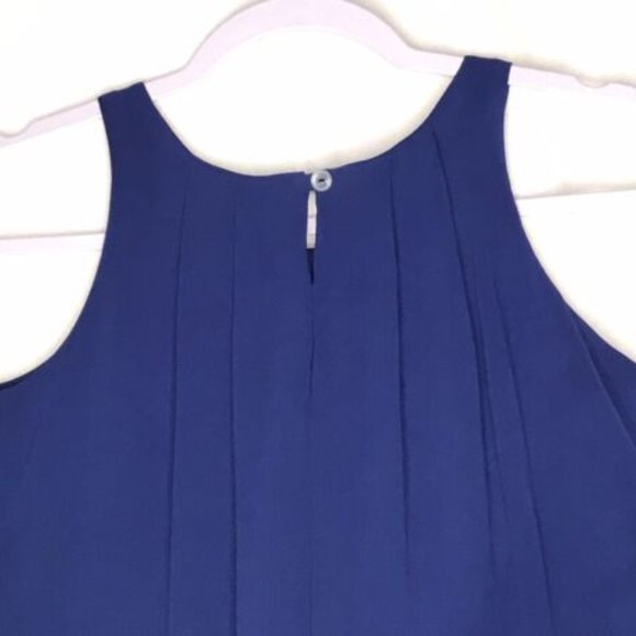 Un Deux Trois Blue and in White Chiffon Pleated Shift Dress Girls - Picture 2 of 4